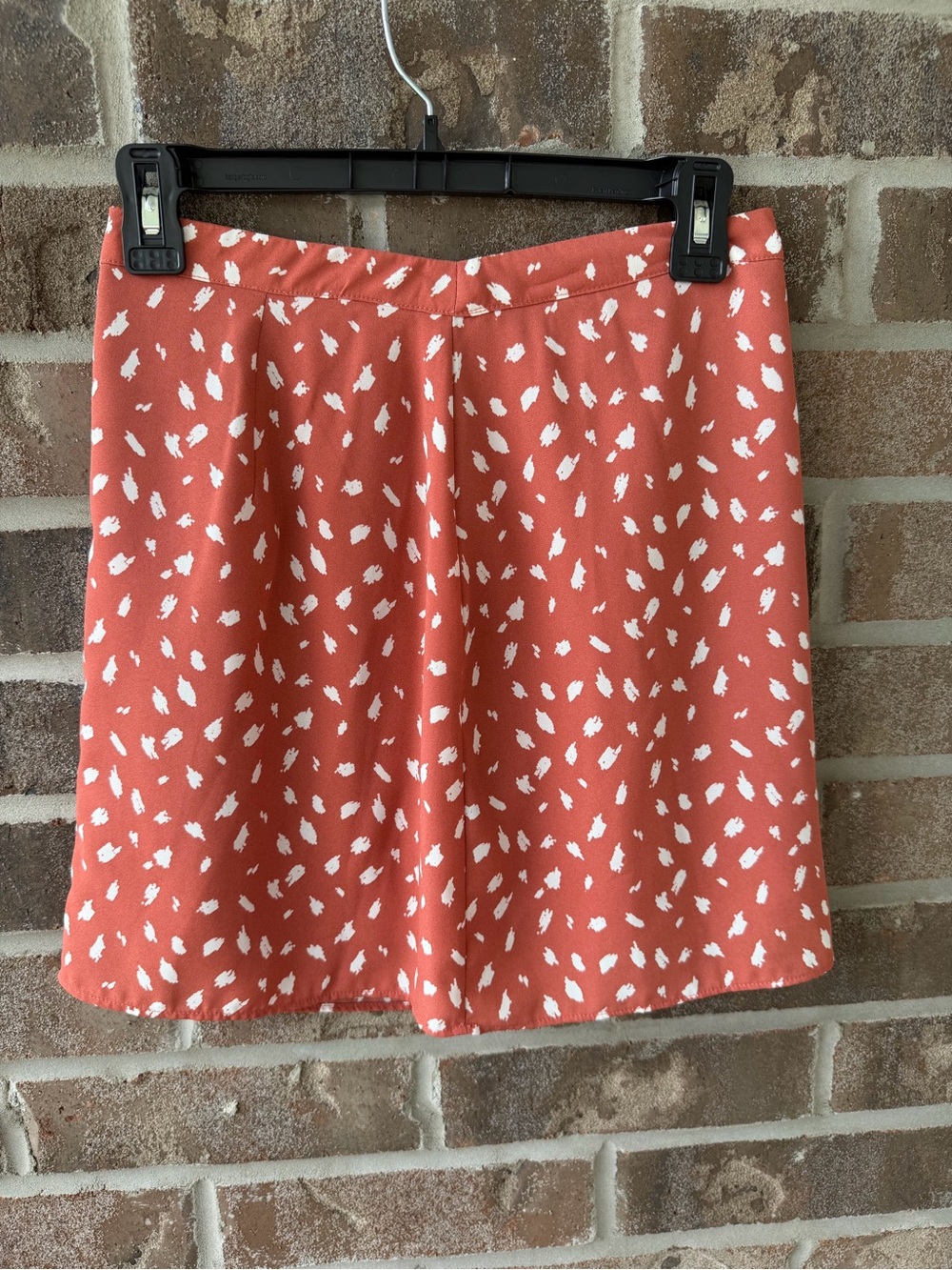 Coral Print Mini Skirt with White Dot Accent